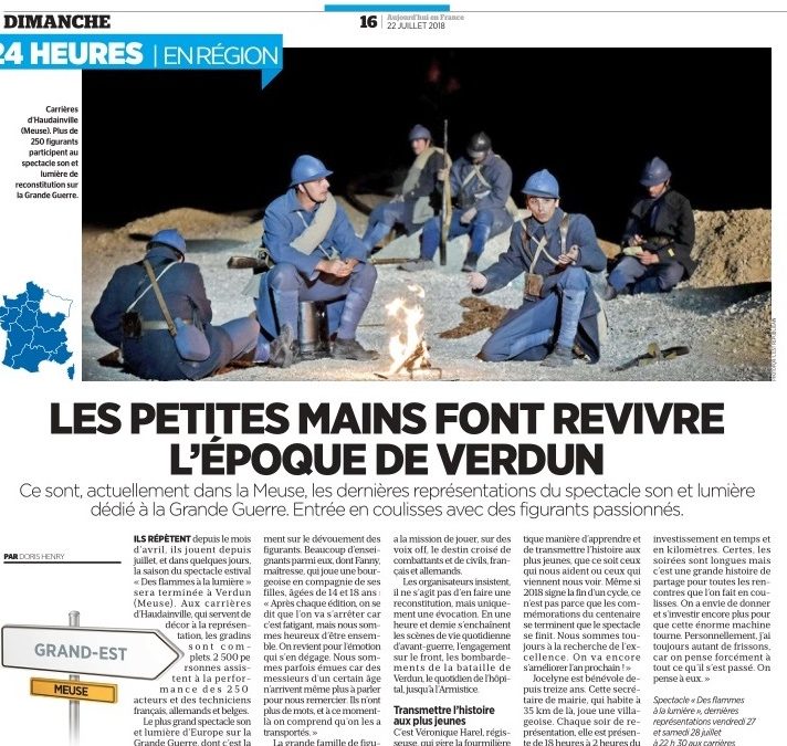 Le Parisien Aujourd’hui en FRANCE du dimanche 22 juillet 2018 « Les petites mains font revivre l’époque de Verdun »