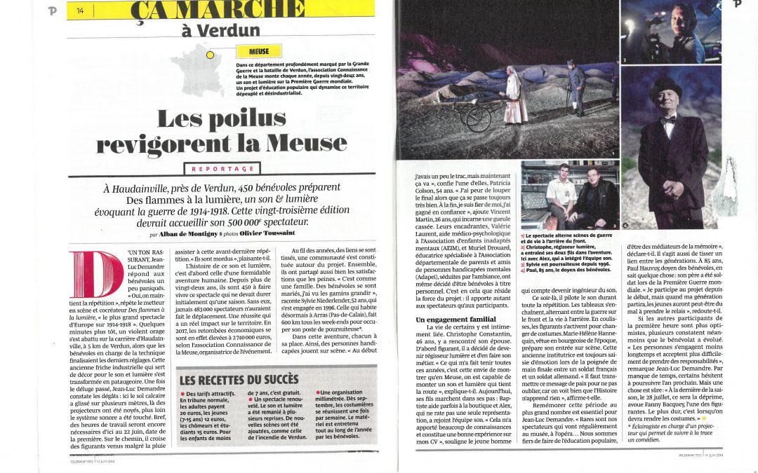 ça marche à Verdun, reportage PELERIN du 14 juin 2018. « Les Poilus revigorent la Meuse »