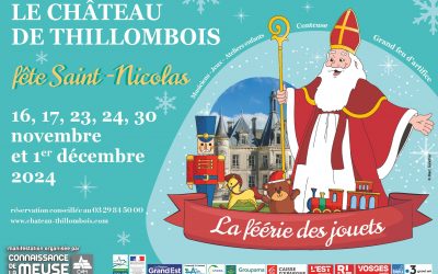 Pour la 24ème année, saint Nicolas sera présent au château de Thillombois les 16, 17, 23, 24, 30 novembre et le 1er décembre. Le monde féérique des jouets enchantera petits et grands.