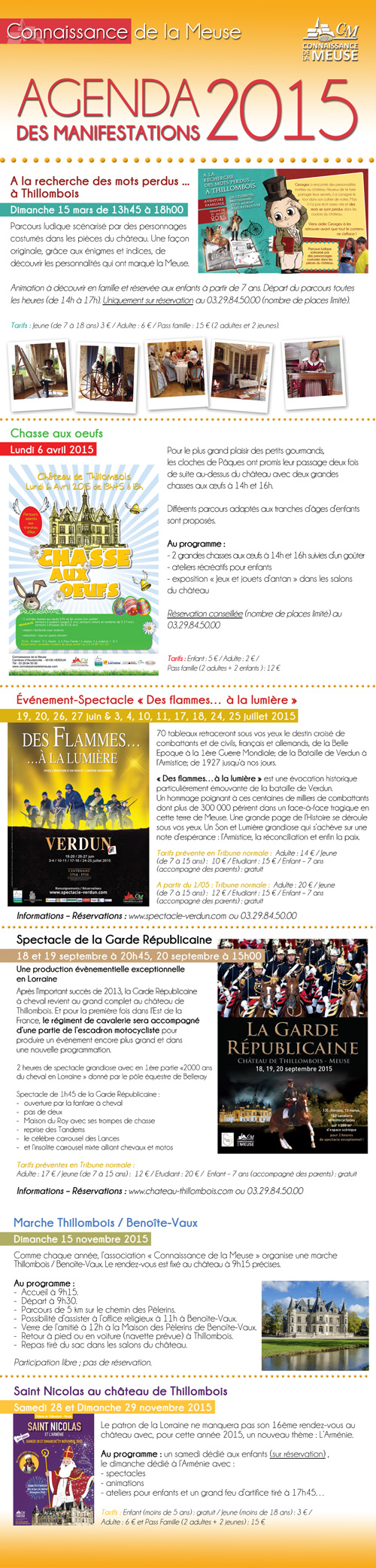 Agenda manifestations 2015 Connaissance de la Meuse